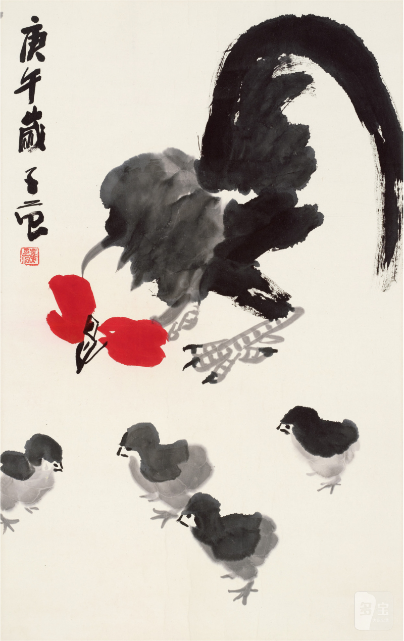 崔子范（1915～2011）春晖护雏图